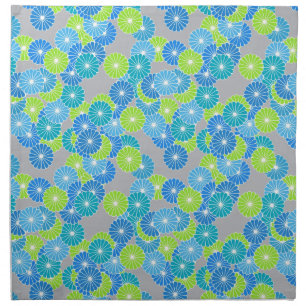 Art Deco flower pattern - blue and lime green Napkin
