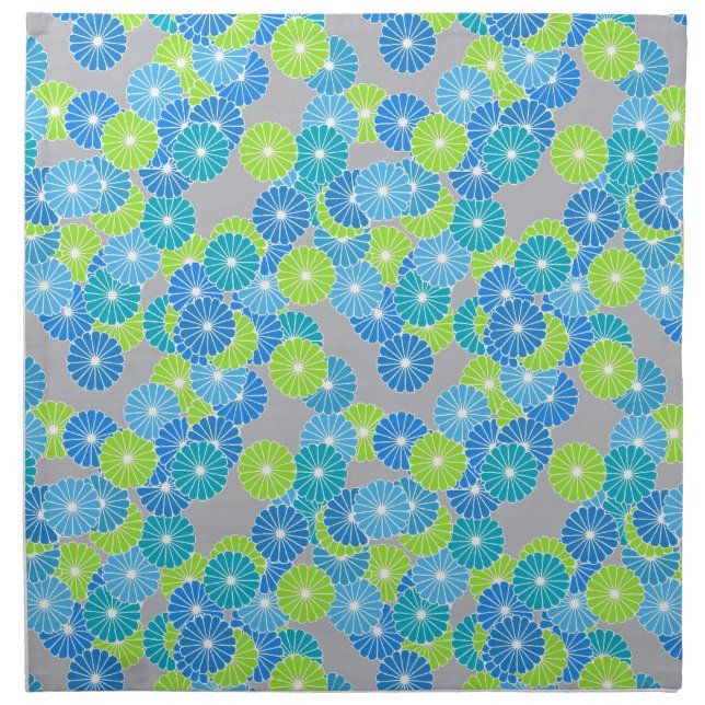 Art Deco flower pattern - blue and lime green Napkin (Front)