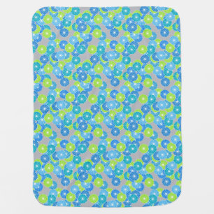 Art Deco flower pattern - blue and lime green Receiving Blanket