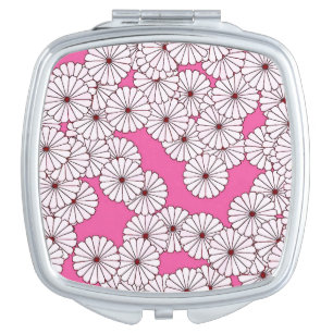 Art Deco flower pattern - cream on pink Makeup Mirror