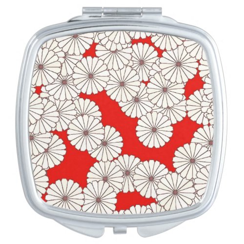 Art Deco flower pattern _ cream on red Mirror For Makeup