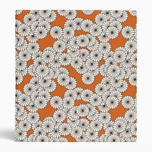 Art Deco flower pattern - cream on rust 3 Ring Binder