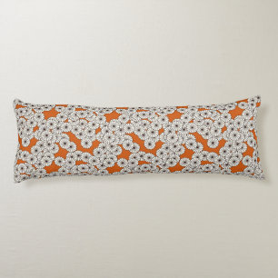 Art Deco flower pattern - cream on rust Body Pillow