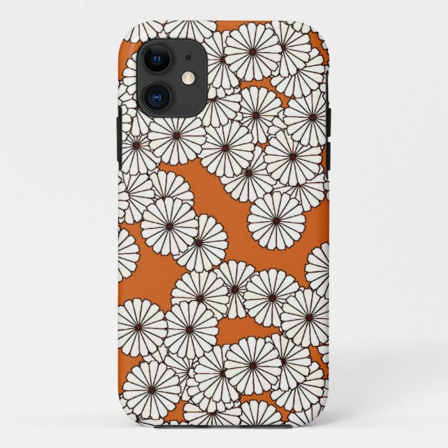 Art Deco flower pattern - cream on rust Case-Mate iPhone Case (Back)