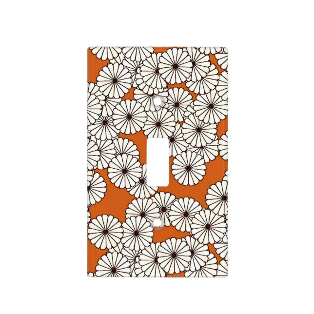 Art Deco flower pattern - cream on rust Light Switch Cover (Front)