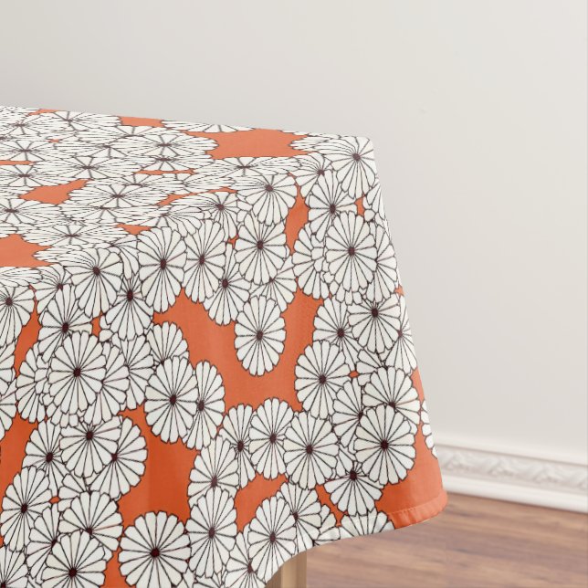 Art Deco flower pattern - cream on rust Tablecloth (In Situ)
