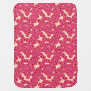 Art Deco flower pattern - deep pink and peach Baby Blanket