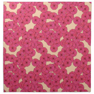 Art Deco flower pattern - deep pink and peach Cloth Napkin