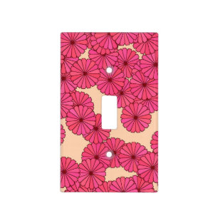 Art Deco flower pattern - deep pink and peach Light Switch Cover