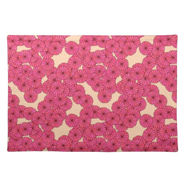 Art Deco flower pattern - deep pink and peach Placemat (Front)