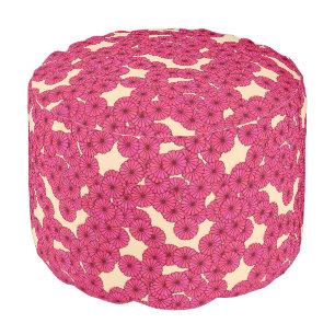 Art Deco flower pattern - deep pink and peach Pouf