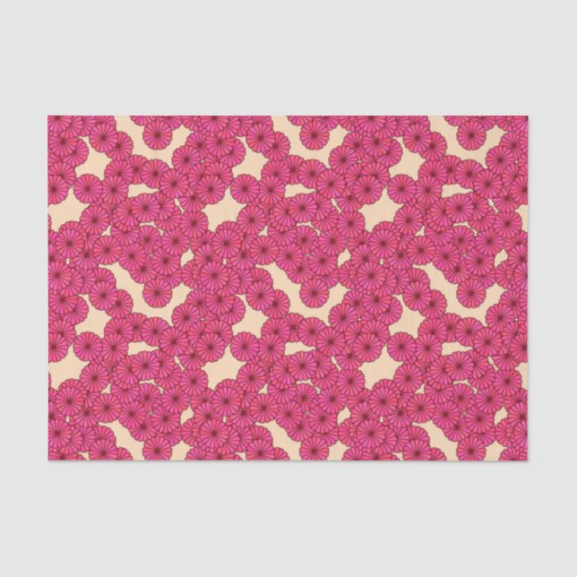 Art Deco flower pattern - deep pink and peach Tissue Paper (Front)