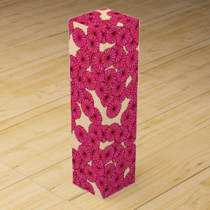 Art Deco flower pattern - deep pink and peach Wine Box