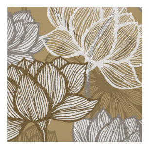 Art deco flower pattern. Flower gold line art. flo Faux Canvas Print
