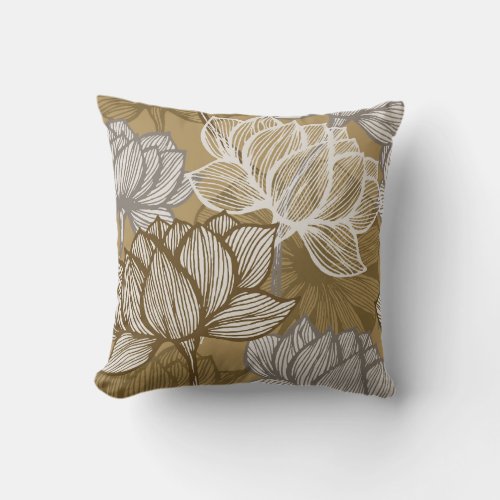 Art deco flower pattern Flower gold line art flo Throw Pillow