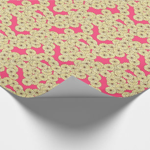 Art Deco flower pattern - light yellow on coral Wrapping Paper