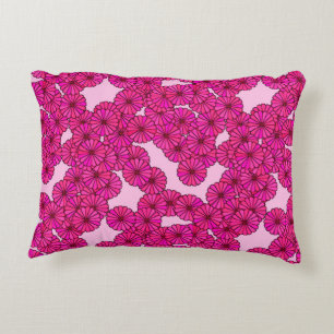 Art Deco flower pattern - magenta on pink Accent Pillow