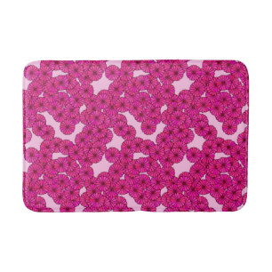 Art Deco flower pattern - magenta on pink Bathroom Mat