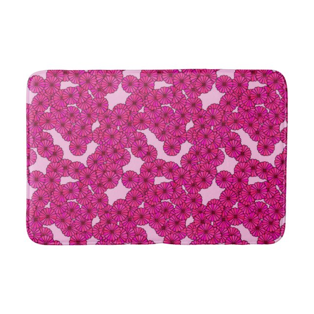 Art Deco flower pattern - magenta on pink Bathroom Mat (Front)