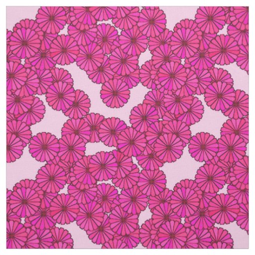 Art Deco flower pattern - magenta on pink Fabric