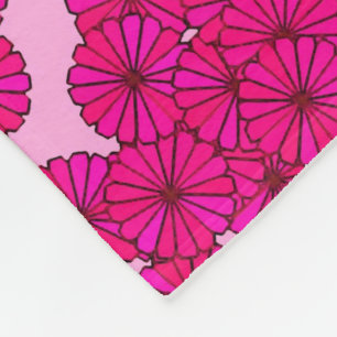 Art Deco flower pattern - magenta on pink Fleece Blanket