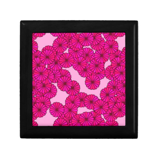 Art Deco flower pattern - magenta on pink Keepsake Box (Front)