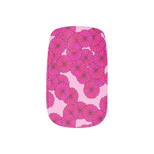 Art Deco flower pattern - magenta on pink Minx Nail Art