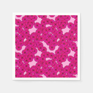 Art Deco flower pattern - magenta on pink Paper Napkins