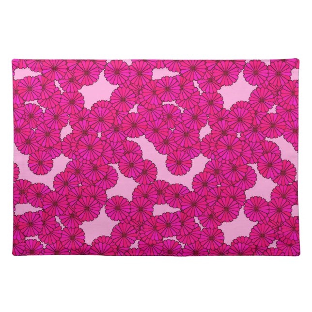 Art Deco flower pattern - magenta on pink Placemat (Front)