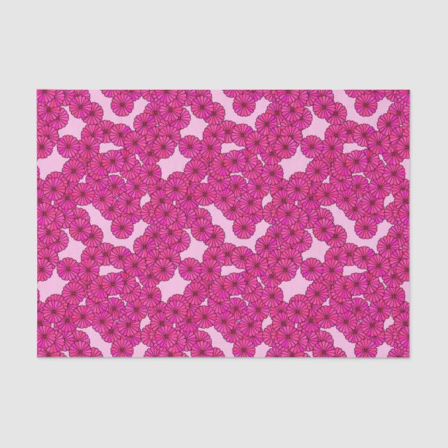 Art Deco flower pattern - magenta on pink Tissue Paper (Front)