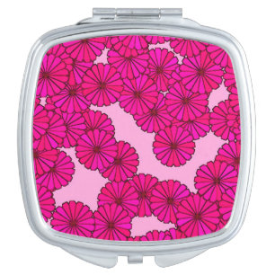 Art Deco flower pattern - magenta on pink Vanity Mirror