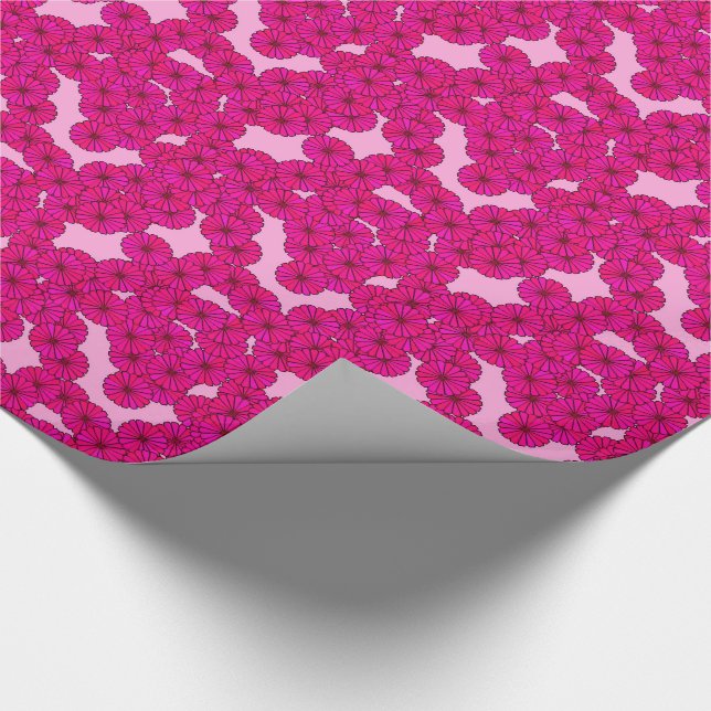 Art Deco flower pattern - magenta on pink Wrapping Paper (Corner)