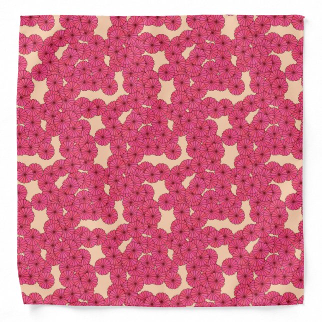Art Deco flower pattern - pink and peach Bandana (Front)