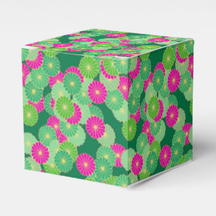 Art Deco flower pattern - shades of green, fuchsia Favor Boxes
