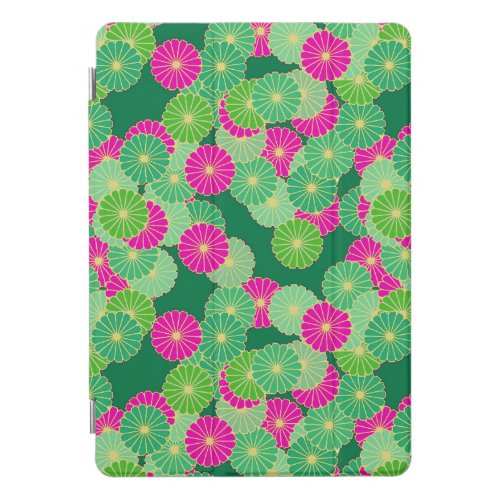 Art Deco flower pattern _ shades of green fuchsia iPad Pro Cover