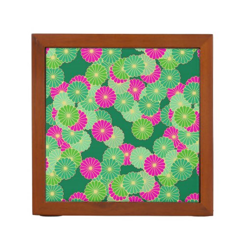 Art Deco flower pattern _ shades of green fuchsia PencilPen Holder