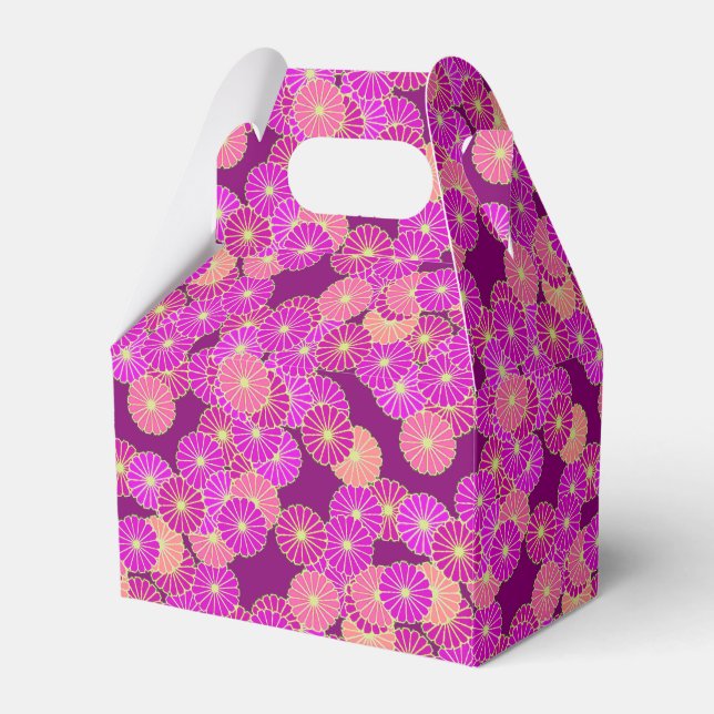 Art Deco flower pattern - shades of violet, coral Favor Boxes (Front Side)