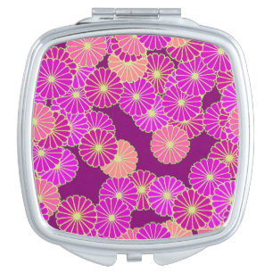 Art Deco flower pattern - shades of violet, coral Makeup Mirror