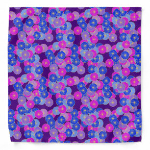 Art Deco flower pattern - violet, blue and purple Bandana