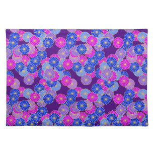 Art Deco flower pattern - violet, blue and purple Cloth Placemat