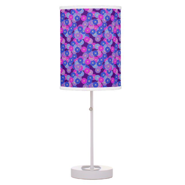Art Deco flower pattern - violet, blue and purple Table Lamp (Front)