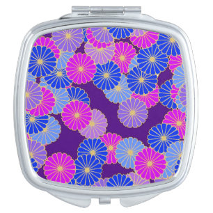 Art Deco flower pattern - violet, blue and purple Vanity Mirror