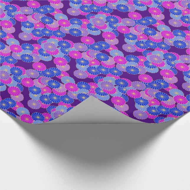 Art Deco flower pattern - violet, blue and purple Wrapping Paper (Corner)