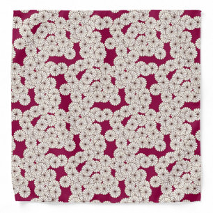 Art Deco flower pattern - white on burgundy Bandana
