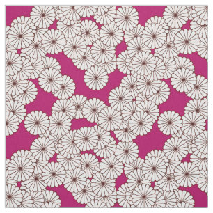 Art Deco flower pattern - white on burgundy Fabric