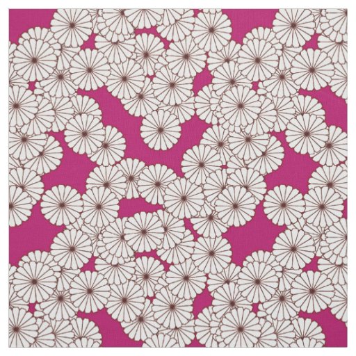 Art Deco flower pattern - white on burgundy Fabric
