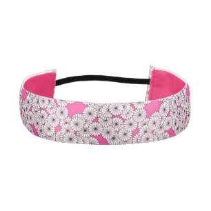 Art Deco flower pattern - white on pink Athletic Headband