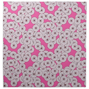Art Deco flower pattern - white on pink Cloth Napkin