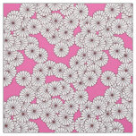 Art Deco flower pattern - white on pink Fabric