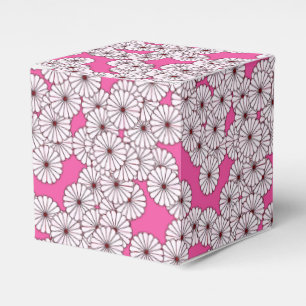 Art Deco flower pattern - white on pink Favor Boxes